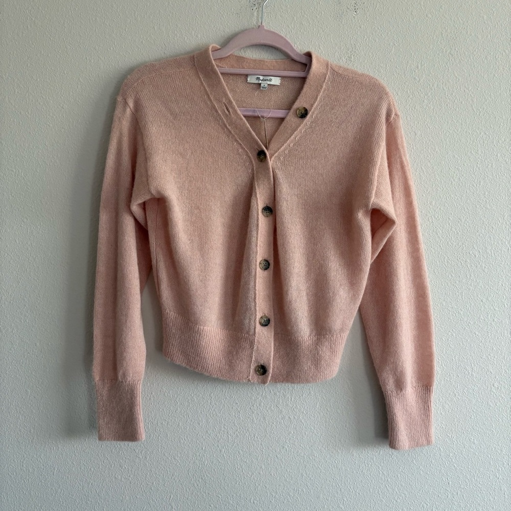 NWT Madewell Alpaca-Blend V-Neck Cardigan Sweater Women’s Small Pale Blush Pink - Picture 4 of 8